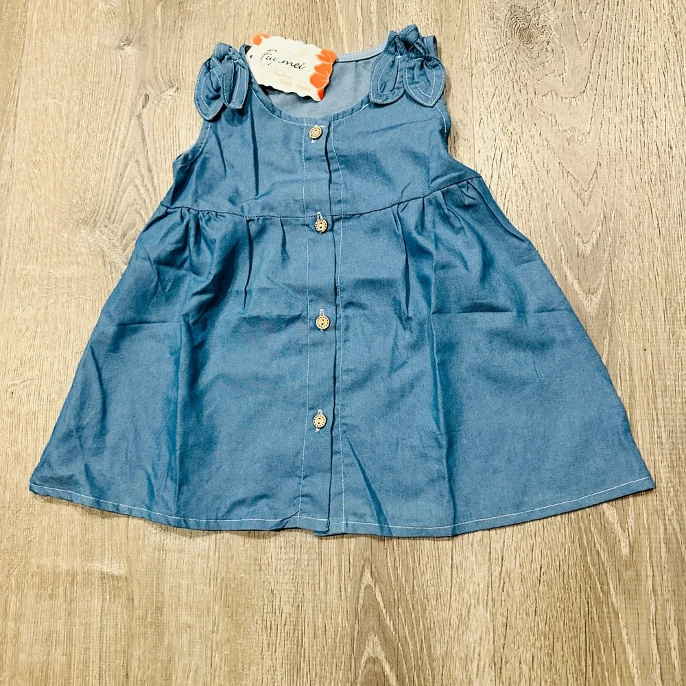 Sanrio Hello Kitty Purple T-Shirt & Fuyimei Blue Denim Dress Set 12M NWT